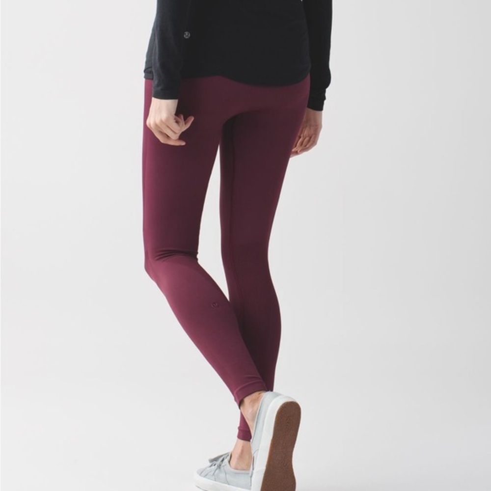 Lululemon Zone In Tight Wine‎ Berry Seamless Leggings Size 4